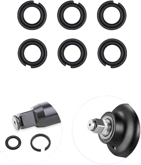 (6 Sets) 1/2" Retaining Ring Clip with O-Ring for Milwaukee Electric/Pneumatic Type Impact Wrench, Retainer Ring Anvil Install Tool Included...