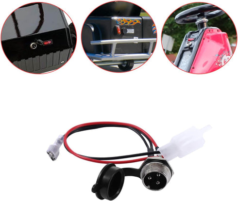 KAMIER 3 Wires Charger Port Replacement for Razor Crazy Cart XL DLX Shift Ground Force Drifter Go Cart Kart Dune Buggy E325 E300 E200 E175 E100 Ki...