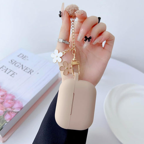Cute Case for Airpods Pro 2nd/1st Generation Cover for Girl Women with Pom pom Flower Keychain & Cleaner Kit, Soft Silicone Protective Skin for Ai...