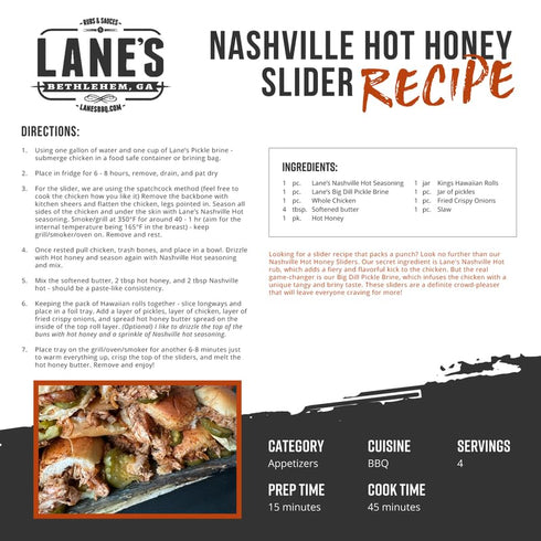 Lane's Nashville Hot Chicken Wing Seasoning, All-Natural Nashville Hot Seasoning, Perfect for Cauliflower, Dips & Fried Chicken Wing Rub, No MSG, ...