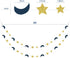 Moon and Star Garland Decorations - Navy Gold Glitter Outer Space Birthday Party Hanging Decorations for Honey Moon Wedding Engagement and Baby Sh...