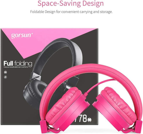 gorsun Kids Headphones, Lightweight Stereo Wired Toddler Headphones, Adjustable Headband Children's Headset for Smartphones Computer Pad Earphones...