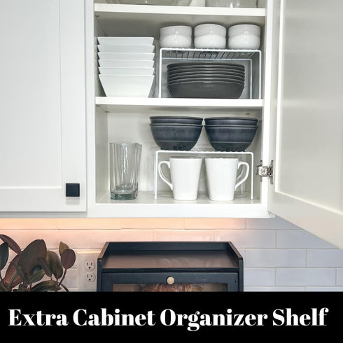 Evelots Wire Rack Cabinet Shelf Organizer -2 Pack Sturdy Metal Cabinet Riser Shelf - Double Space-Great for Kitchen, Freezer, Pantry -Rustproof...