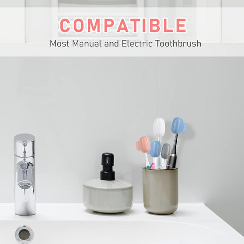 Toothbrush Covers Caps Family Pack:Tooth Brush Coveres Travel Case Protector Plastic Clip for Household Travel, Fits Electronic and Manual Toothbr...