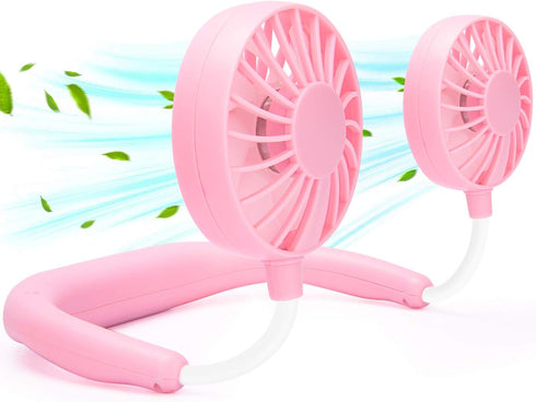 RJVW Portable Neck Fan, Hand Free Personal Hanging Neck Sports Fan USB Rechargeable (3 Speed Adjustable) Wearable Cooling Head Fan,360 Degree Free...