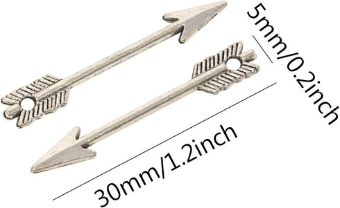 Honbay 100PCS 1.2inch Antique Silver Alloy Arrow Charms Pendant for Jewelry Making or DIY Crafts...