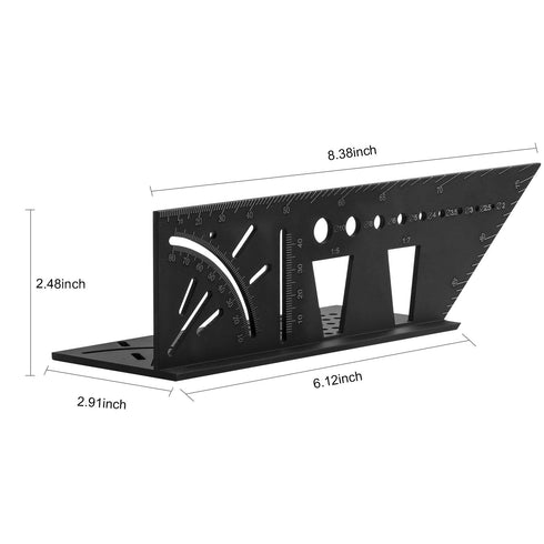 Woodworking Carpenter Square Rule,Baowox 3D Aluminum Alloy Angle Measuring Tool, Multifunction Angle Finder Woodworking Tools or Engineers Carpent...
