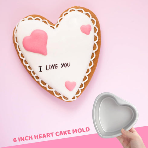Heart Shaped Cake Pan 6 Inch Aluminum Cake Pans Heart Cake Tin Baking Cake Mold for Valentine's Day Weddings Birthday Party...