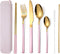 AARAINBOW 7 Pieces Stainless Steel Flatware Set Portable Reusable Cutlery Set Travel Utensils Set Including Chopsticks Knife Fork Spoon Straws Cle...