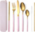 AARAINBOW 7 Pieces Stainless Steel Flatware Set Portable Reusable Cutlery Set Travel Utensils Set Including Chopsticks Knife Fork Spoon Straws Cle...
