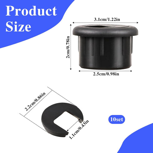 10 Packs Black Desk Grommet, 1 Inch Plastic Desk Cable Wire Grommet Hole Cover Desk Cord Hole Cover for Office PC Desk Cable Cord Organizer (25mm)...