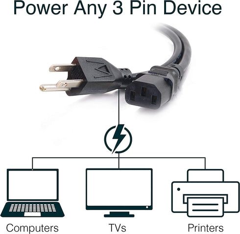 C2G 3FT Replacement AC Power Cord - Power Cable for Electronics, TV, Computer, Printer, Radio, Monitor, Samsung, Dell, Vizio, LG, Asus, Laptop and...