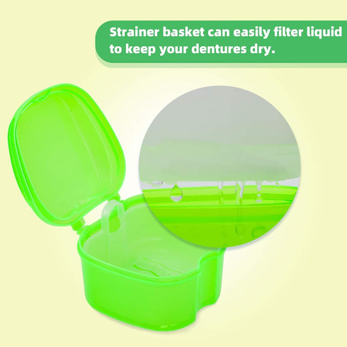 Colorful Plastic Dental Orthodontic Retainer Container Cleaning Case,Denture Bath Box Case Cup Holder Travel, Mouthguard Storage Soaking Case...