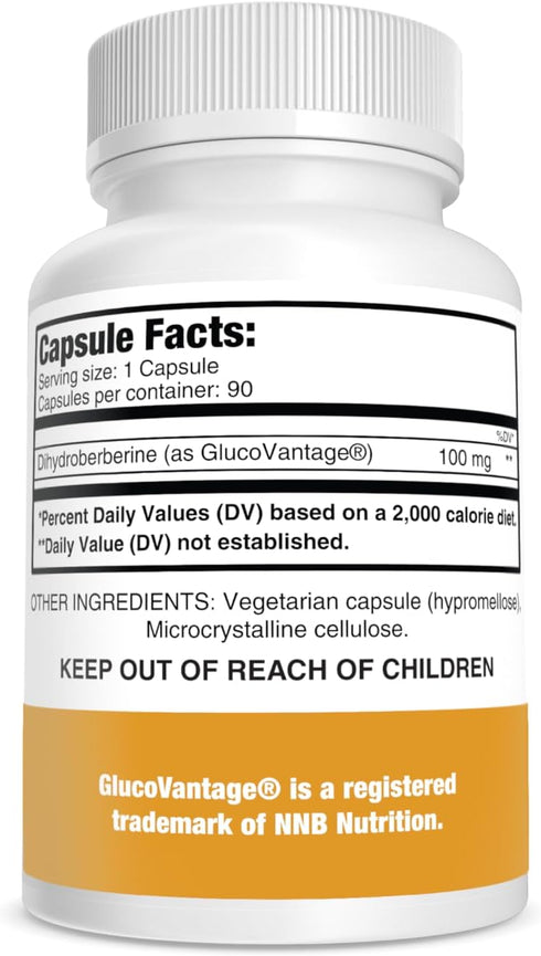 Dihydroberberine (GlucoVantage) 100 mg, 90 capsules | Super Berberine Supplement...