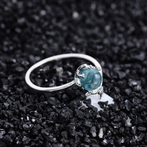 GRAEEN Crystal Mermaid Rings Asjuatable Open Ring Leaf Ring Fish Tail Band Ring Silver Eternity Ring Jewelry for Women...