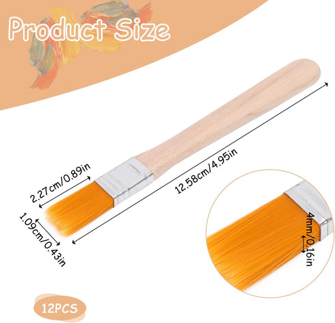 12 Pcs Paint Brush 5 Inch Trim Painting Tool Soft Bristle with Wood Handle Small Paint Brushes for Walls, Touch Up, Cabinets, Fences, Edge Paintin...