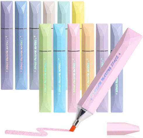 12 Colors Bible Highlighters with Shinny Dry Fast No Bleed Bible Highlighter Pastelfor Notes School and Office Supplies (Shinny pack of 12)...