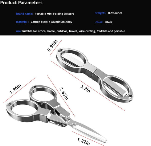 Folding Scissors, Safe Portable Travel Mini Scissors, Stainless Steel Retractable Small Scissors for Home Office, Safe Portable Travel Scissors, 2...