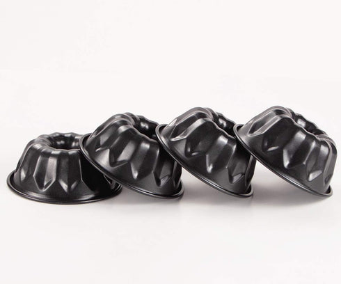 Webake 4 Inch Mini Fluted Tube Pans Nonstick Bakeware Set of 4 for Bundtlette, Angel Food Cake, Kugelhopf, Brownie...