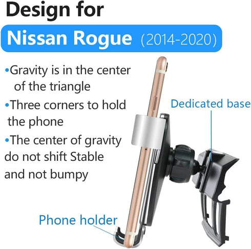 LUNQIN Car Phone Holder for Nissan Rogue SUV 2014-2020 & Nissan Rogue Sport 2017-2022 Auto Interior Accessories Cell Phones Mount Cellphone Mobile...