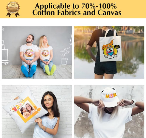 TransOurDream Upgraded Iron on Heat Transfer Paper for T Shirts (8.5x11'', 15 Sheets) Iron-on Transfers Paper for Light Fabric Printable Heat Tran...