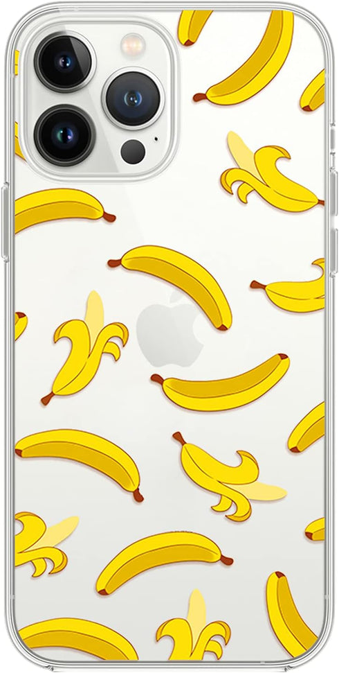 Blingy's for iPhone 13 Pro Case (6.1 inch), Fun Banana Style Cute Cartoon Pattern Tropical Fruits Design Transparent Soft TPU Protective Clear Cas...