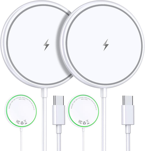 Magnetic Wireless Charger iPhone 15W Mag Safe Charger 2 Pack Wireless Charging Pad with Sleep-Friendly LED Light for iPhone 15 14 13 12 Pro Max Pl...
