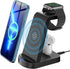 3 in 1 Wireless Charging Station KOOPAO Fast Portable Wireless Charger Dock Stand Compatible with iPhone 14/12/13/11 Pro Max/X/XS/XR/8/8 Plus, iWa...