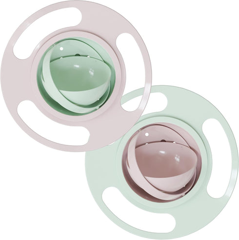 2-in-1 Gyro Bowl Set: Peach & Light Green - Baby Magic Bowl with 360° Rotations for Toddlers (1-3 Years) - Spill-Resistant Design, Includes Lid fo...