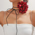 Denifery Flower Rose Choker Necklace Big Floral choker Necklace Flower Long Velvet Choker for Women Bride Wedding Party Summer Necklaces...