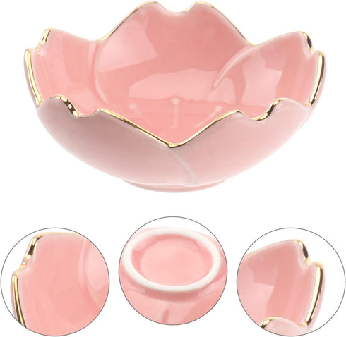 Luxshiny Appetizer Dish Bowl Utensil Set 2pcs Ceramic Bowl, Gold Rim Bowls Flower Appetizer Plates Dipping Bowls for Home Kitchen () Japanese Deco...