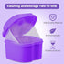 Denture Soaking Cup Dental Retainer Case Cleaning with Strainer Basket, Orthodontic Bath Box Mouthguard Storage Holder - Purple...