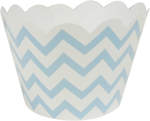 AllyDrew Standard Size Chevron Cupcake Wrappers (Set of 20), Blue...