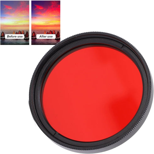 Camera Full Red Lens Filter Full Red Filter Camera Waterproof Filter Full Red Lens Filter Optical Glass for Nikon Camera Lens (40.5mm)...
