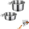 2 PCS Stainless Steel Pet Bowls Anti-Spill Metal Feeder Food and Water Feeding Bowl, Hanging Pet Cage Crate Bowl for Puppy Kennel Medium and Large...