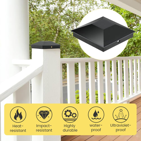 4×4 Fence Post Caps(Actual 3.5" x 3.5"), 12 Pack Outdoor Decorative Deck Post Caps Cover with 24 Screws and Easy Installation Post Caps, Protect W...