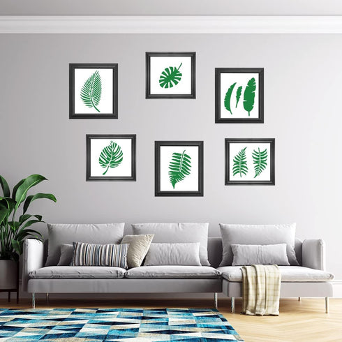 16 Pieces Leaf Stencils Tropical Leaves 42 Patterns Palm Fern Turtle Plant Leaves Template for Painting Reusable Drawing Stencils on Wood Wall Cra...