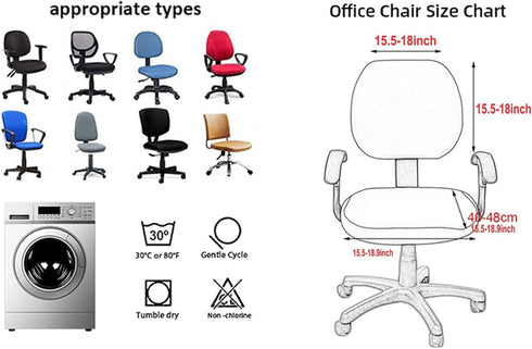 Office Chair Cover Water Resistant- Split Protective & Stretch Jacquard Elastic Universal Slipcover for Desk Task Chair, Computer Rotating Chair, ...