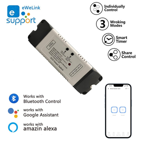 Jane Eyre 2 Channel USB 5V/AC85V-250V Smart WiFi Switch Relay Inching/Self-Locking Switch Module DIY Smart Home, Support eWeLink APP Control, Comp...