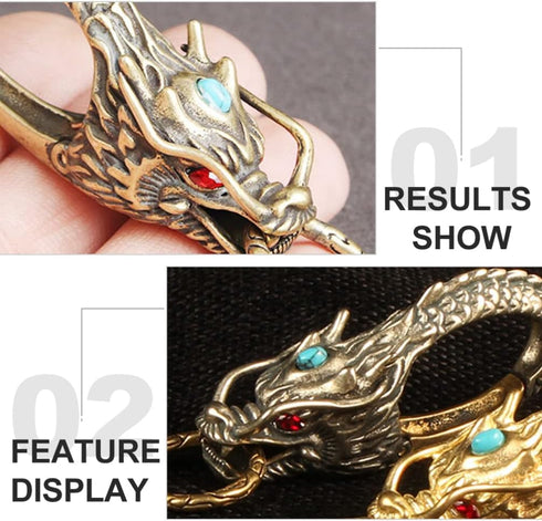 LIFKOME Dragon Head Carabiner Keychains Keyring Antique Brass Dragon Head Bead DIY Accessories for Keychain Gold...