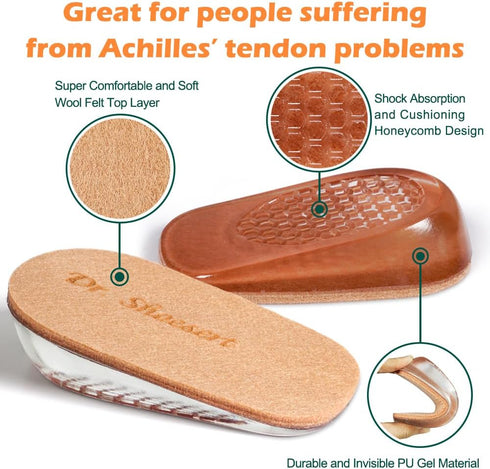 Dr. Shoesert Height Increase Insoles for Men and Women, Wool Felt Gel Heel Cushion Inserts for Leg Length Discrepancy, Shock-Absorbing Shoe Lifts ...