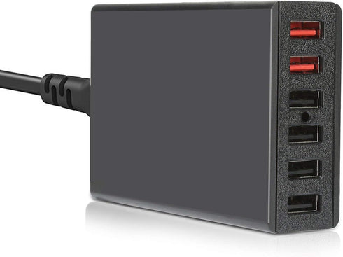 USB Wall Charger DTK 6 Port 60W USB Charger QC3.0 Multi Port Travel Charging Station with 5ft Power Cord for iPhone Xs/Max/XR/X/8/7/Plus, iPad Pro...