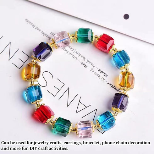 100pcs 8mm Crystal Glass Cube Beads Square Glass Beads Crystal Spacer Beads for Bracelets Necklace Earring DIY Jewelry Making Craft(Rose Red)...