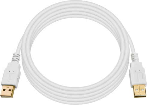 Monoprice - 108612 10ft USB 2.0 A Male to A Male 28/24AWG Cable (Gold Plated) - WHITE for Data Transfer Hard Drive Enclosures, Printers, Modems, C...