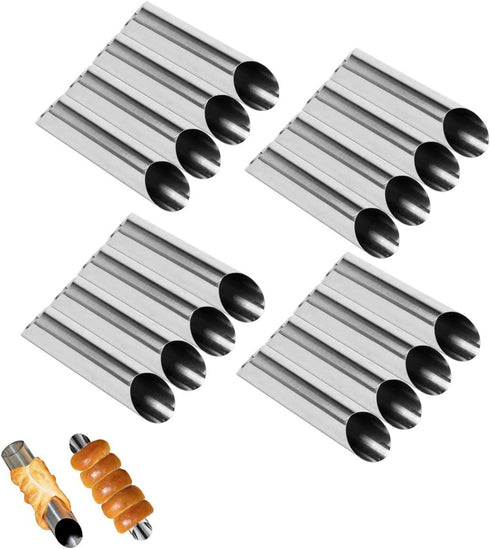 Set of 16 Stainless Steel Cannoli Tubes,5 inch Large Cream Horn Non-stick Cannoli Forms Pastry Molds DIY Baking Bread Mold Tool for Croissant Shel...
