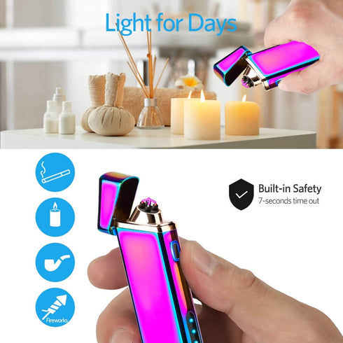 Electric Arc Windproof Plasma Lighter - USB Rechargeable, Upgraded Battery Indicator - Multichrome...