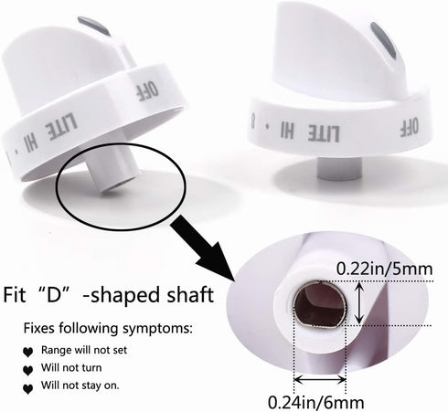 Reyhoar Range Surface Burner Knob Replacement Part 316442512 Compatible with Frigidaire & Kenmore & Sears Range Oven - Replaces PS2332410, AP4327159, FRG316442512, 1 Pcs, White