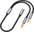 Headphone Splitter Aux Splitter 2 Male 1 Female for PC Headphone Microphone 2-in-1 Adapter 1/8 inch TRS Audio Splitter -0.3M 1FT......