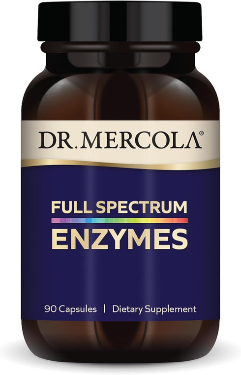 Dr. Mercola Full Spectrum Enzymes - 22 Different Enzymes - Supports Digestive & Immune Health - Helps Digest Carbohydrates, Fats, Proteins & Fiber...