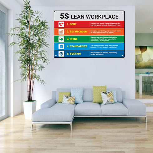 5S Lean Workplace Landscape Sign Metal Tin Signs for Home/Office/Garages/Restaurants/Bedroom/Cafes Bars Pub/Man Cave Wall Decor Poster Sign 12x8 I...